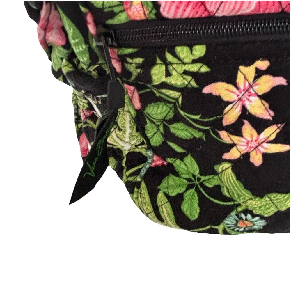 Vera Bradley Lindsay Botanica Crossbody Bag Green Black Floral‎ Shoulder Purse